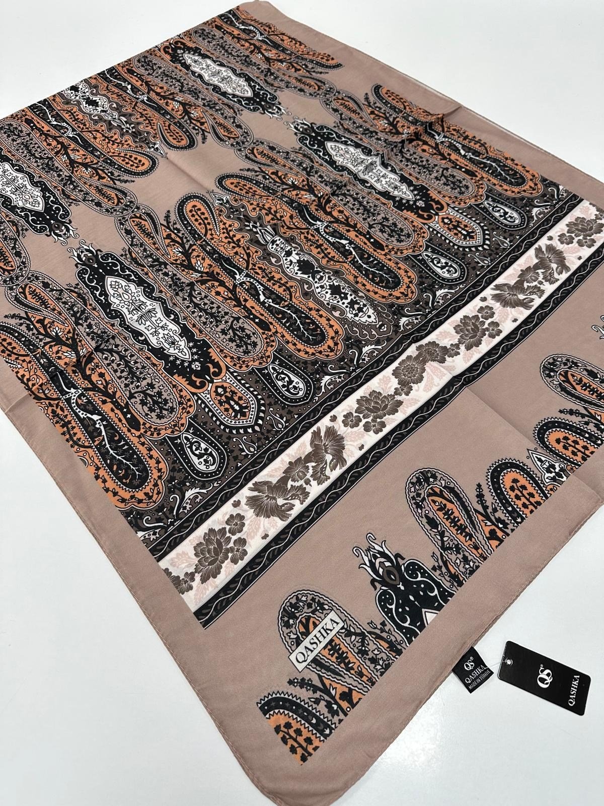 QASHKA Soft Pamuklu Şal Etro Desen LBD0615