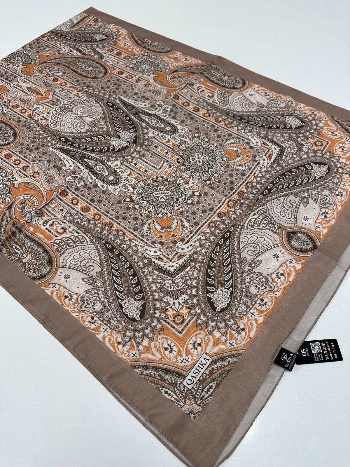 QASHKA Soft Pamuklu Şal Etro Desen LBD0809
