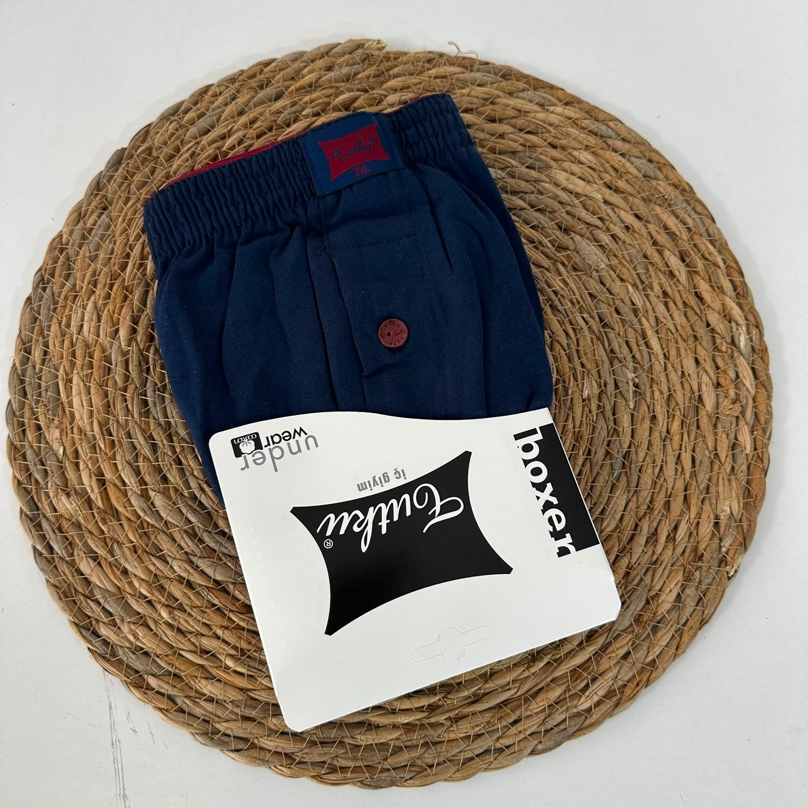 Tutku Penye Düz Boxer Lacivert ALT0501