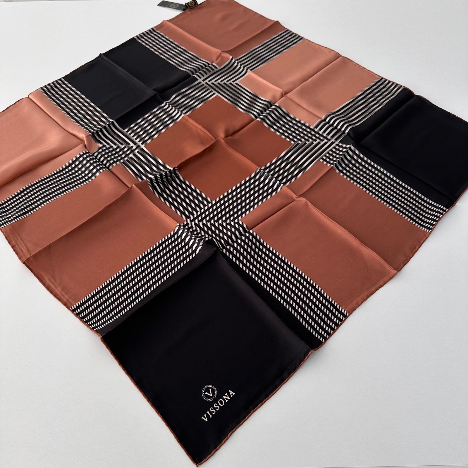 Vissona Twill İpek Eşarp Kahverengi IPK4103