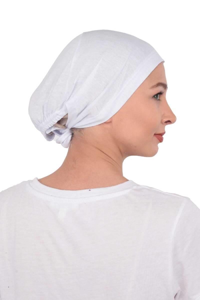 XL (Büyük Beden) Dikişli Düz Bone Beyaz BN0902