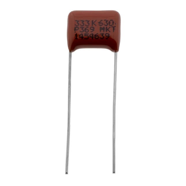 1uF 250VDC Polyester Film Kondansatör (MKT), Radyal 15mm, 18x8mm, Ayak Uzunluğu 20mm, Dökme (Loose in Box), Pilkor