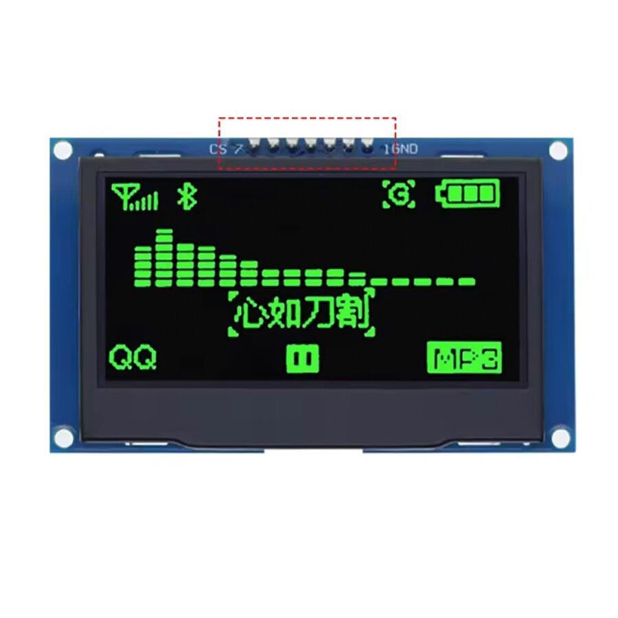 2.42 inç 128x64 OLED Ekran, SSD1309, SPI/I2C Seri Haberleşme, 7 Pin, Yeşil
