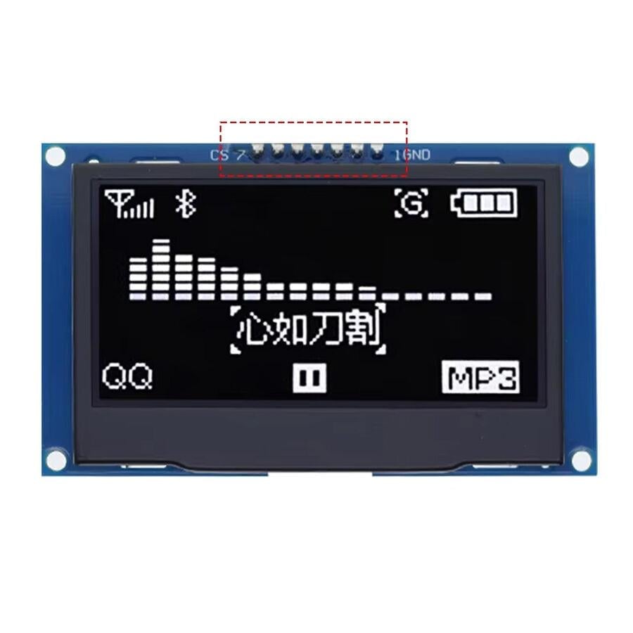 2.42 inç 128x64 OLED Ekran, SSD1309, SPI/I2C Seri Haberleşme, 7 Pin, Beyaz