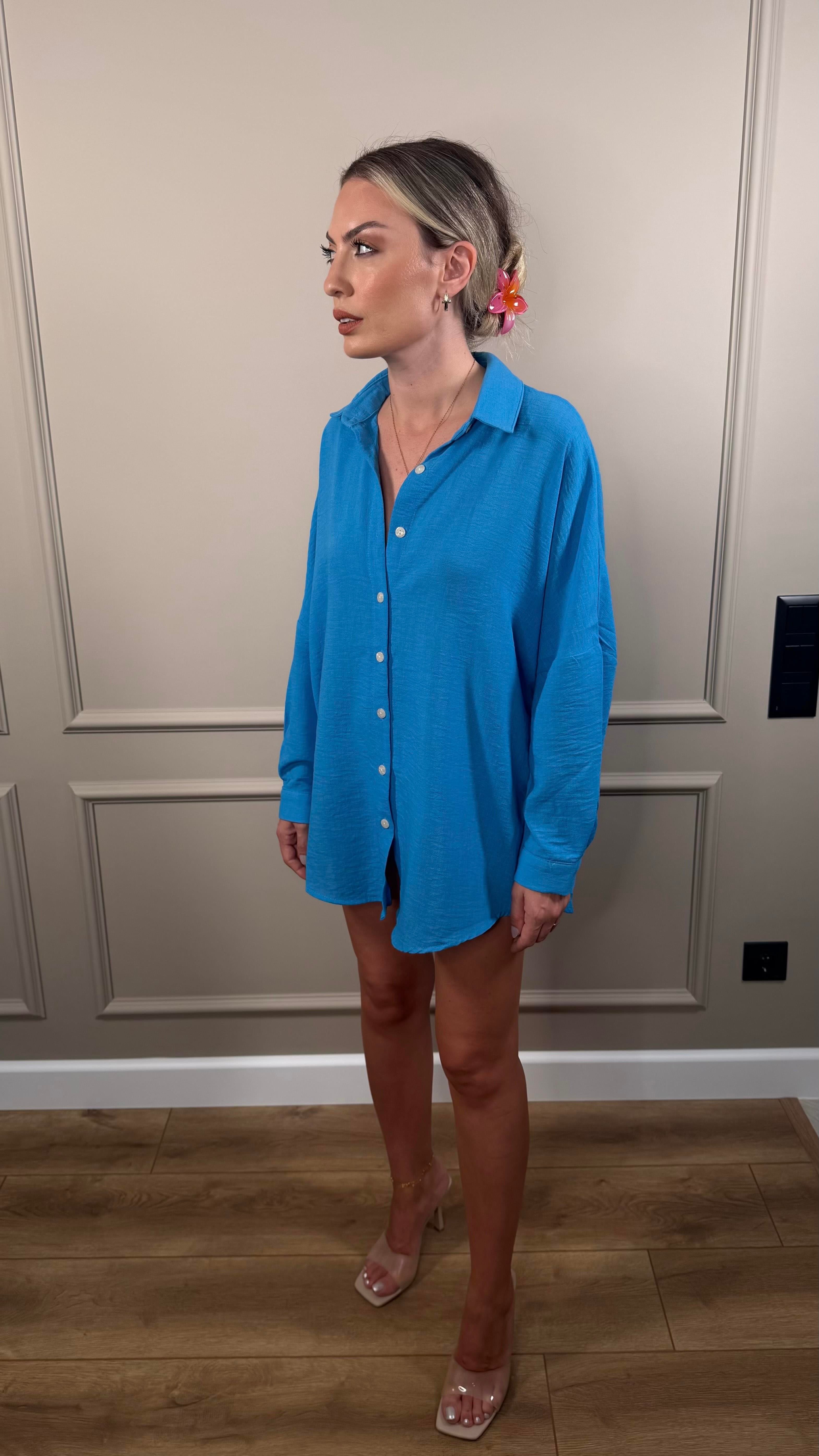 TURKUAZ OVERSIZE GÖMLEK