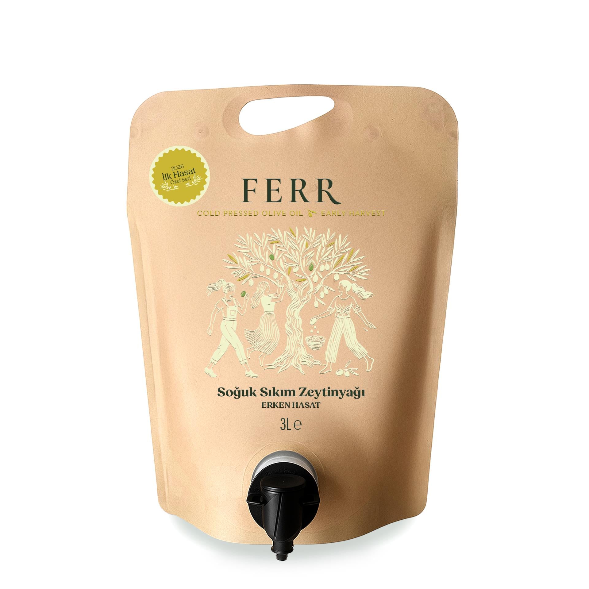 FERR 2026 İlk Hasat Soğuk Sıkım Zeytinyağı Pouch 3 Lt.