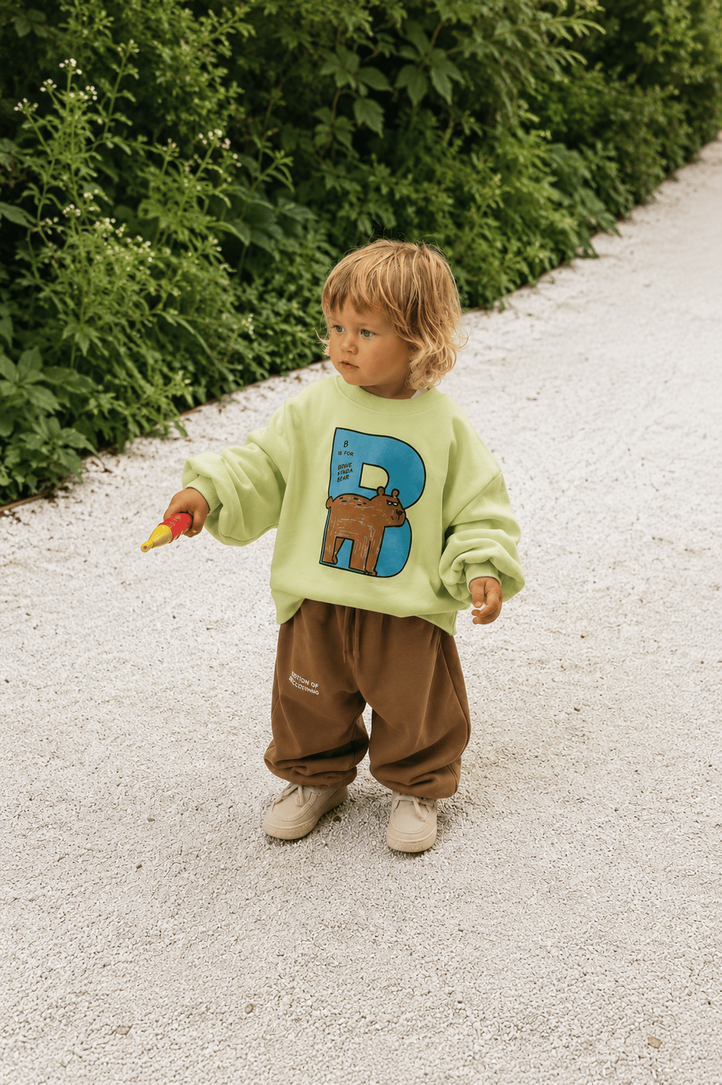 Bear Yeşil Sweatshirt Kahverengi Jogger Pantolon Çocuk Takım