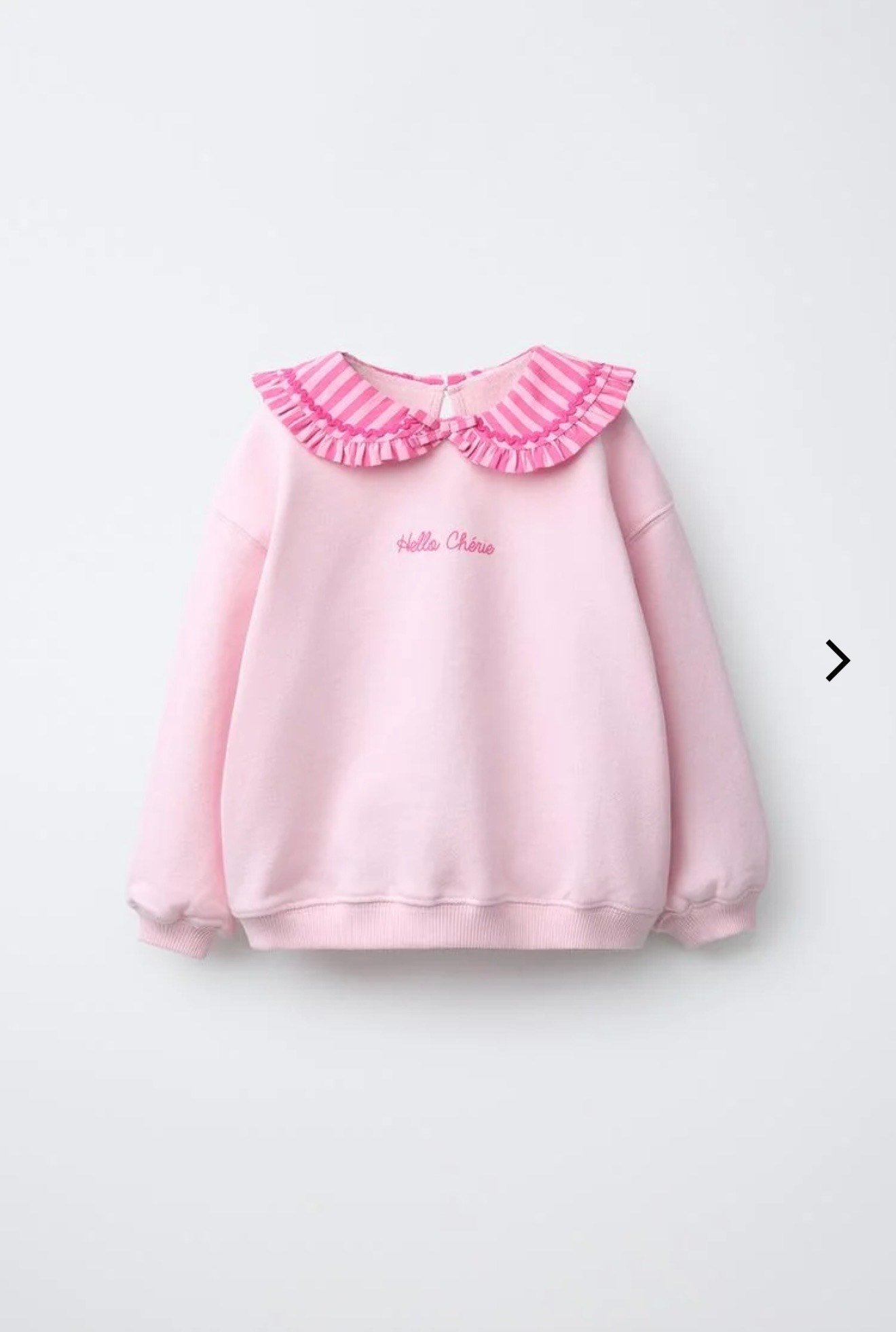 Çizgili Fırfır Yaka Pembe Kız Çocuk Sweatshirt