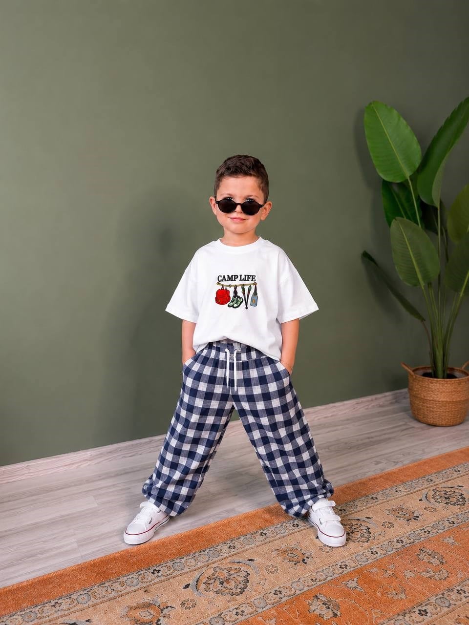 Damalı Unisex 2'li Takım - Lacivert