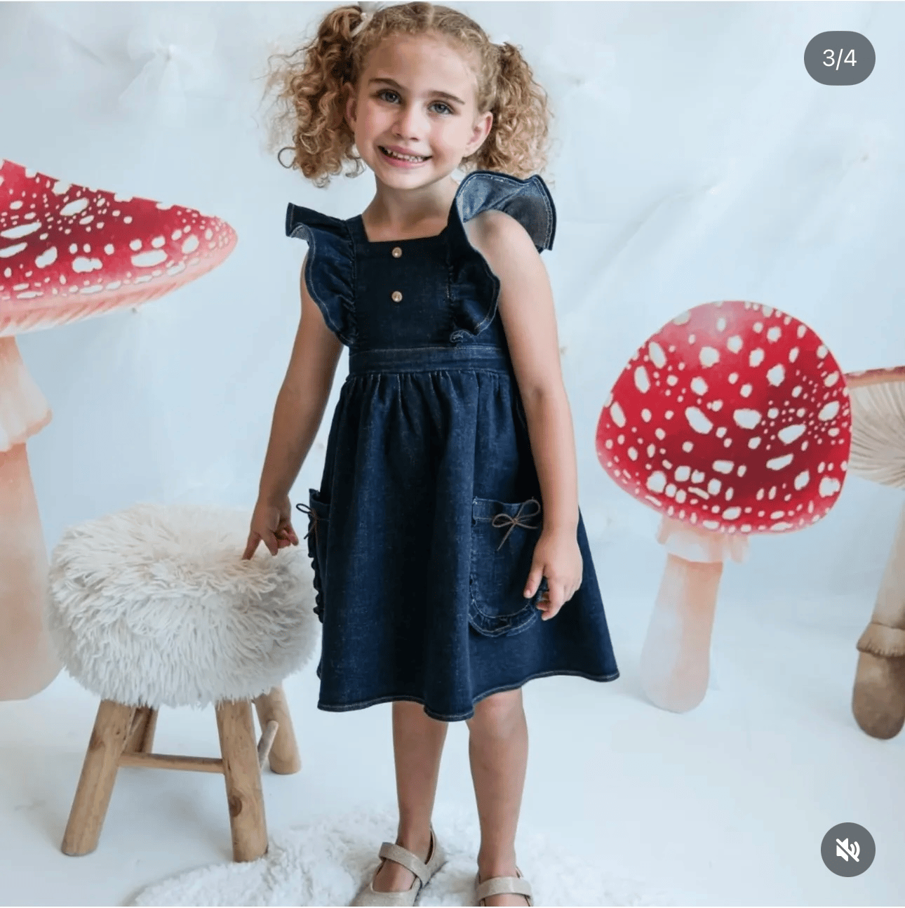 Denim Arka Fiyonk Detaylı Elbise - Lacivert