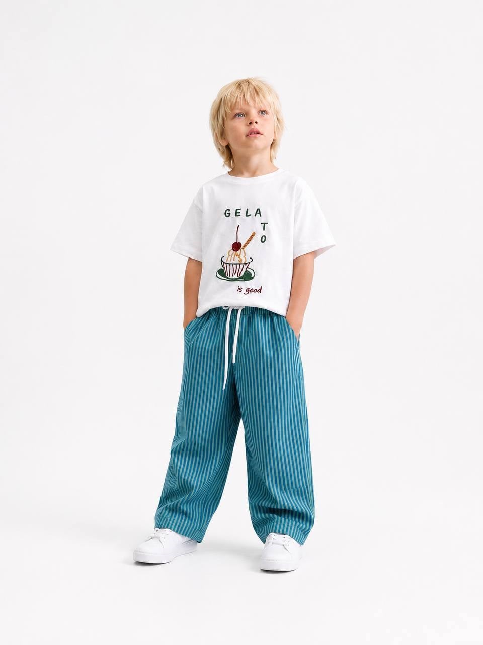 Galato Çizgili Unisex 2'li Takım - Mavi