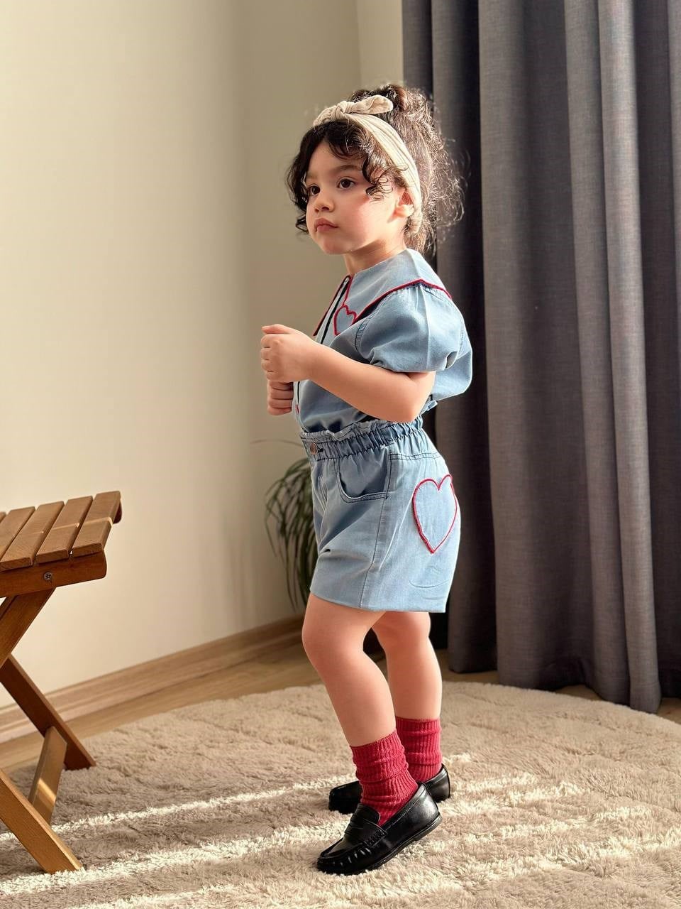 Kalpli Gömlekli Şortlu Takım - Mavi