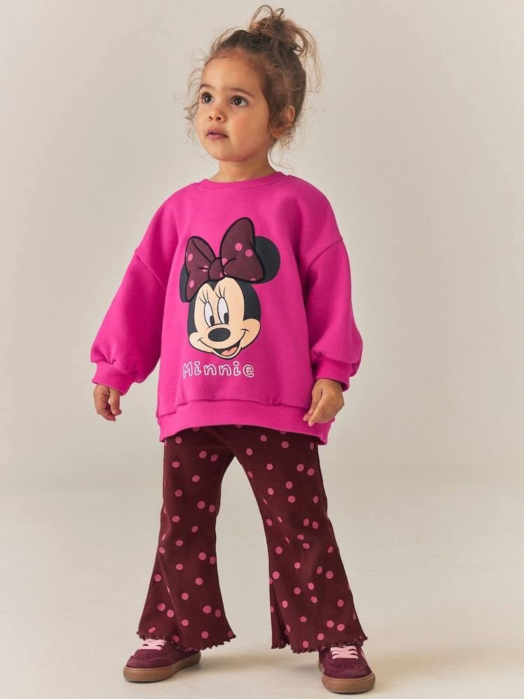 Minnie Baskılı Fuşya Kız Çocuk Taytlı 2'li Takım