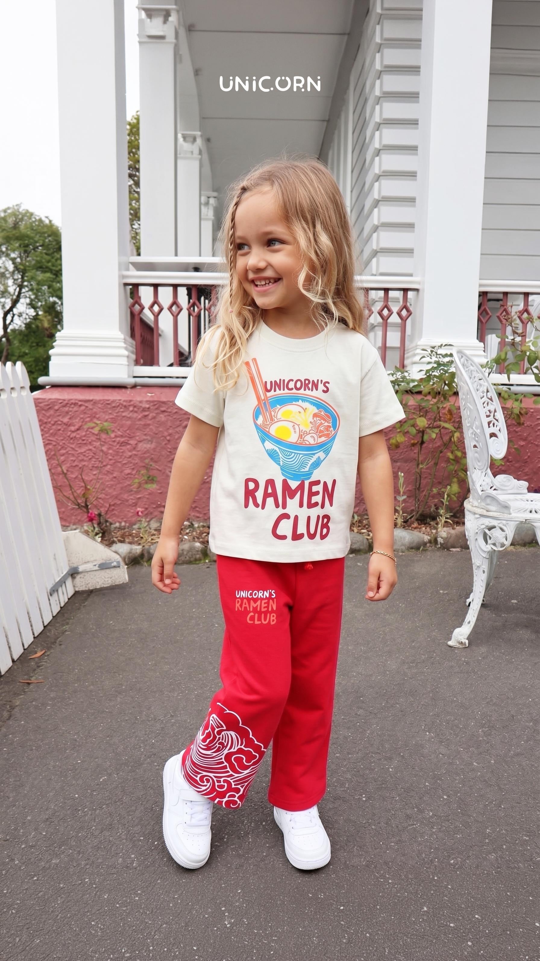 Ramen Clup Baskılı Unisex İkili Takım - Kırmızı