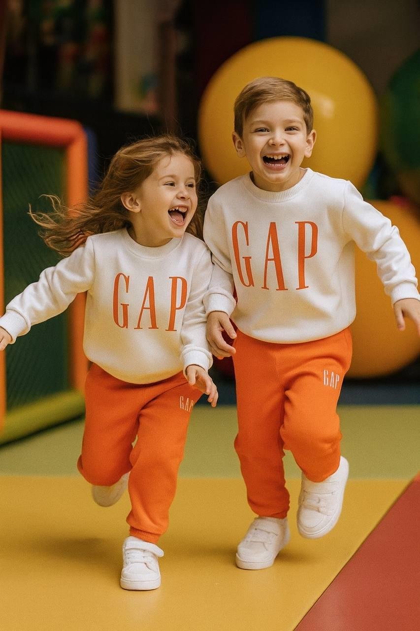 Şardonlu Logolu Unisex İkili Takım - Turuncu
