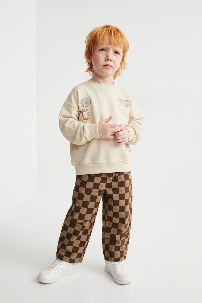Strong Waves Dama Unisex  Pantolonlu Takım - Krem