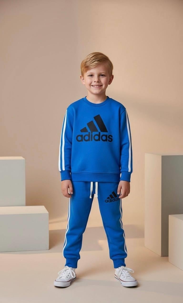 Üç Çizgili Basic İkili Takım - Mavi