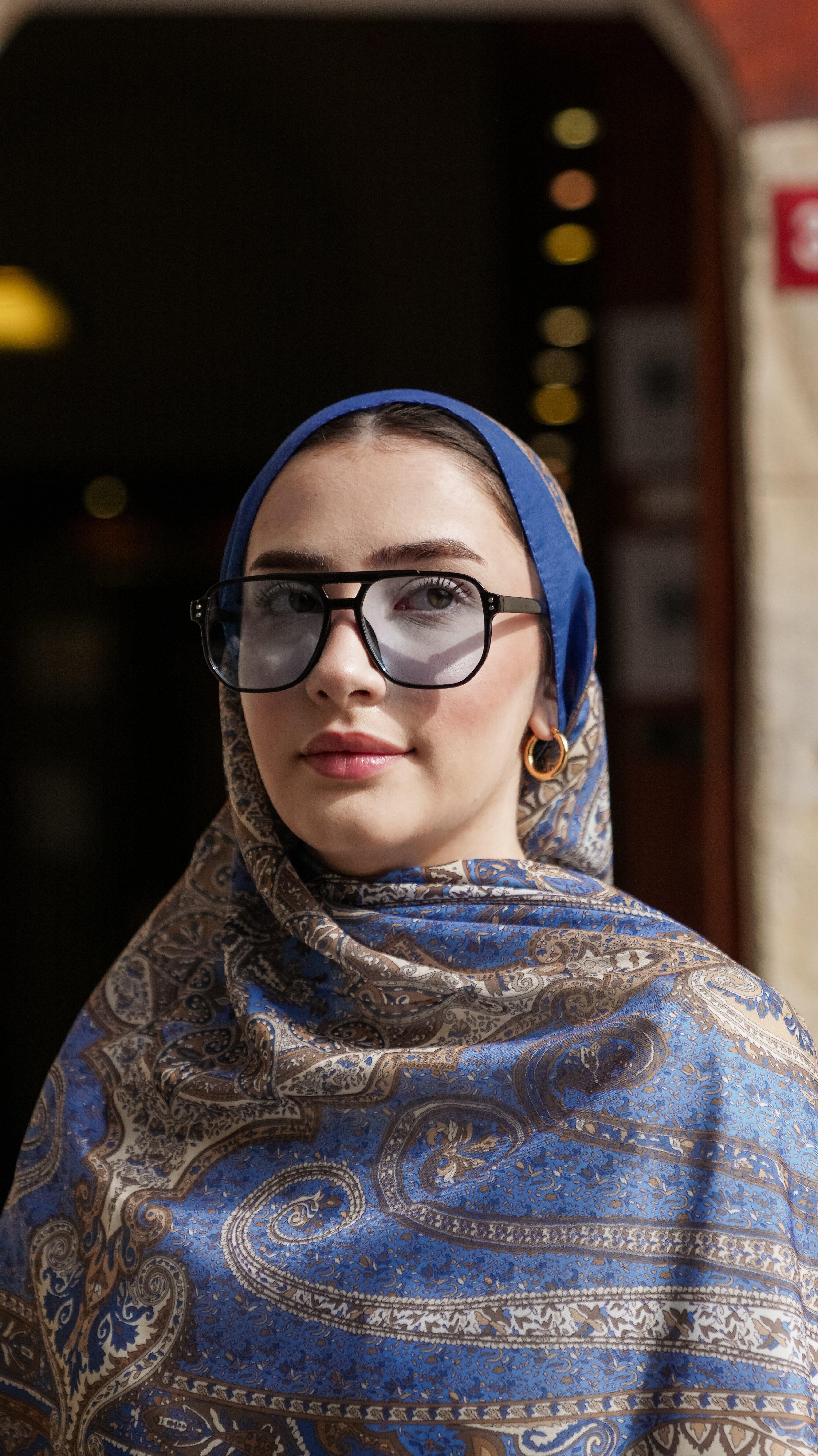 Sümera Etnik Desen Soft Şal Mavi