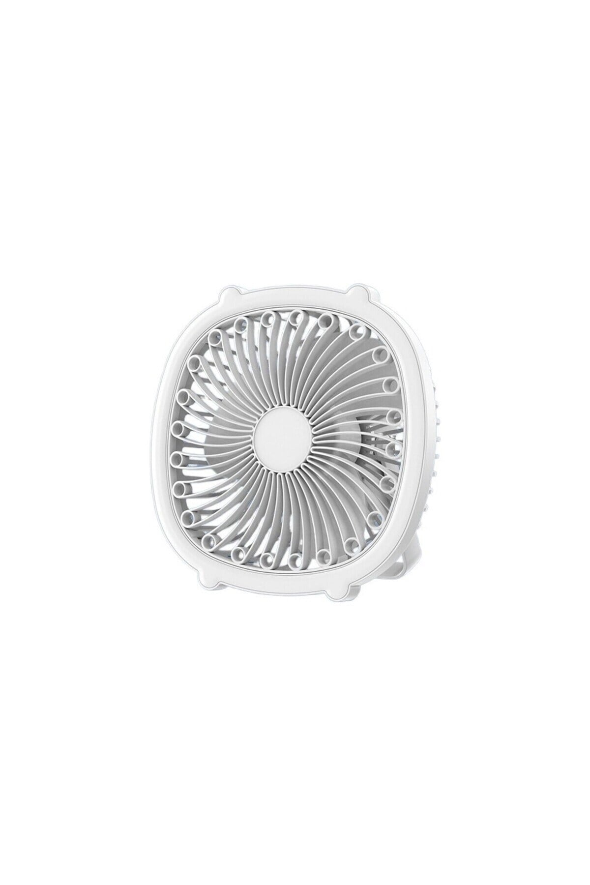 Bychie Led Işıklı Şarjlı Taşınabilir Masa Üstü Vantilatör ,Fan-BEYAZ