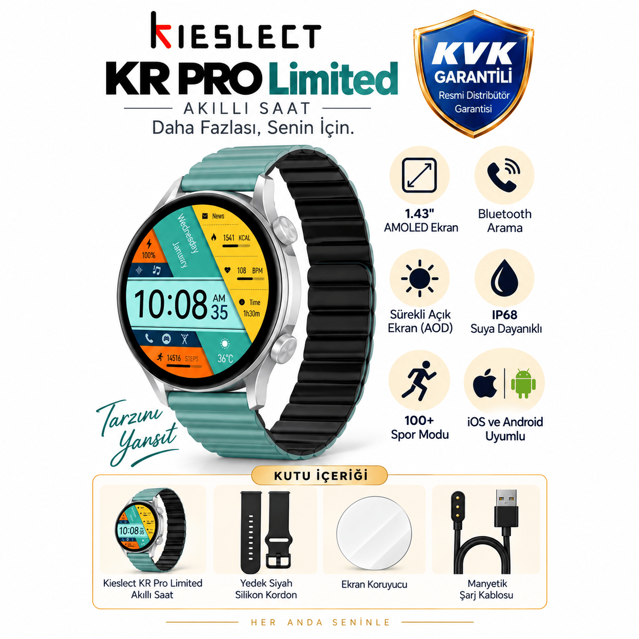 Kieslect Kr Pro Limited Amoled Ekran Akıllı Saat