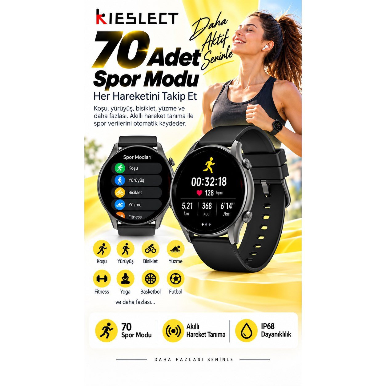 Kieslect KR Sesli Asistan ve Arama Özellikli Akıllı Saat