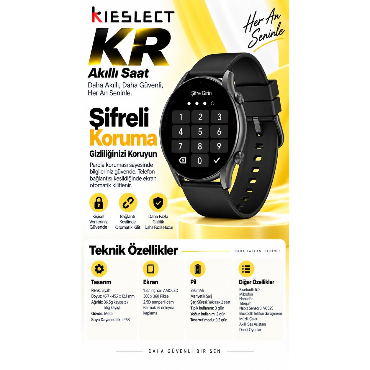 Kieslect KR Sesli Asistan ve Arama Özellikli Akıllı Saat