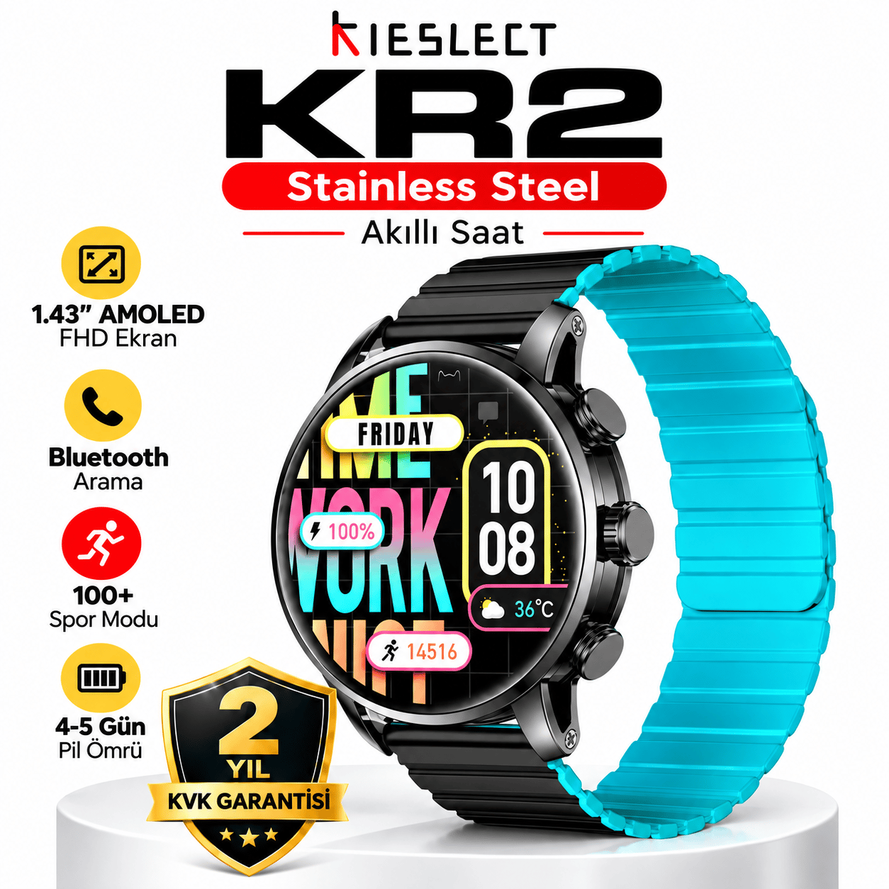 Kieslect Kr2 Black Akıllı Saat