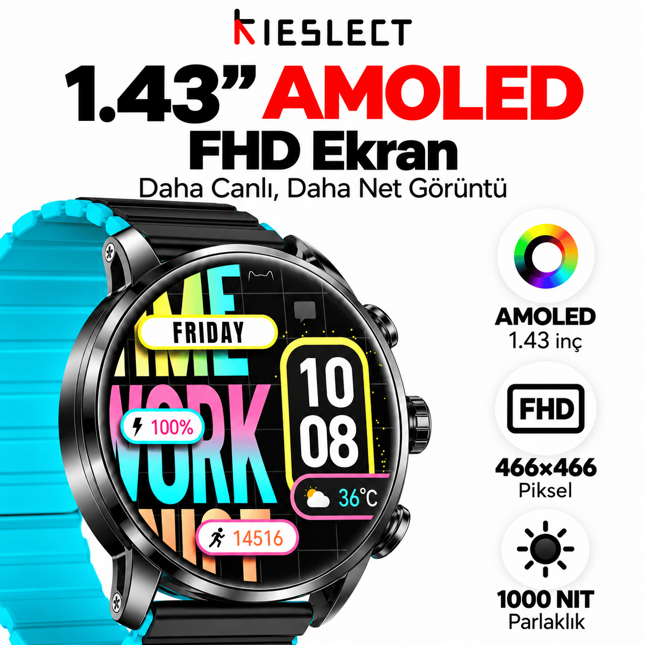 Kieslect Kr2 Black Akıllı Saat