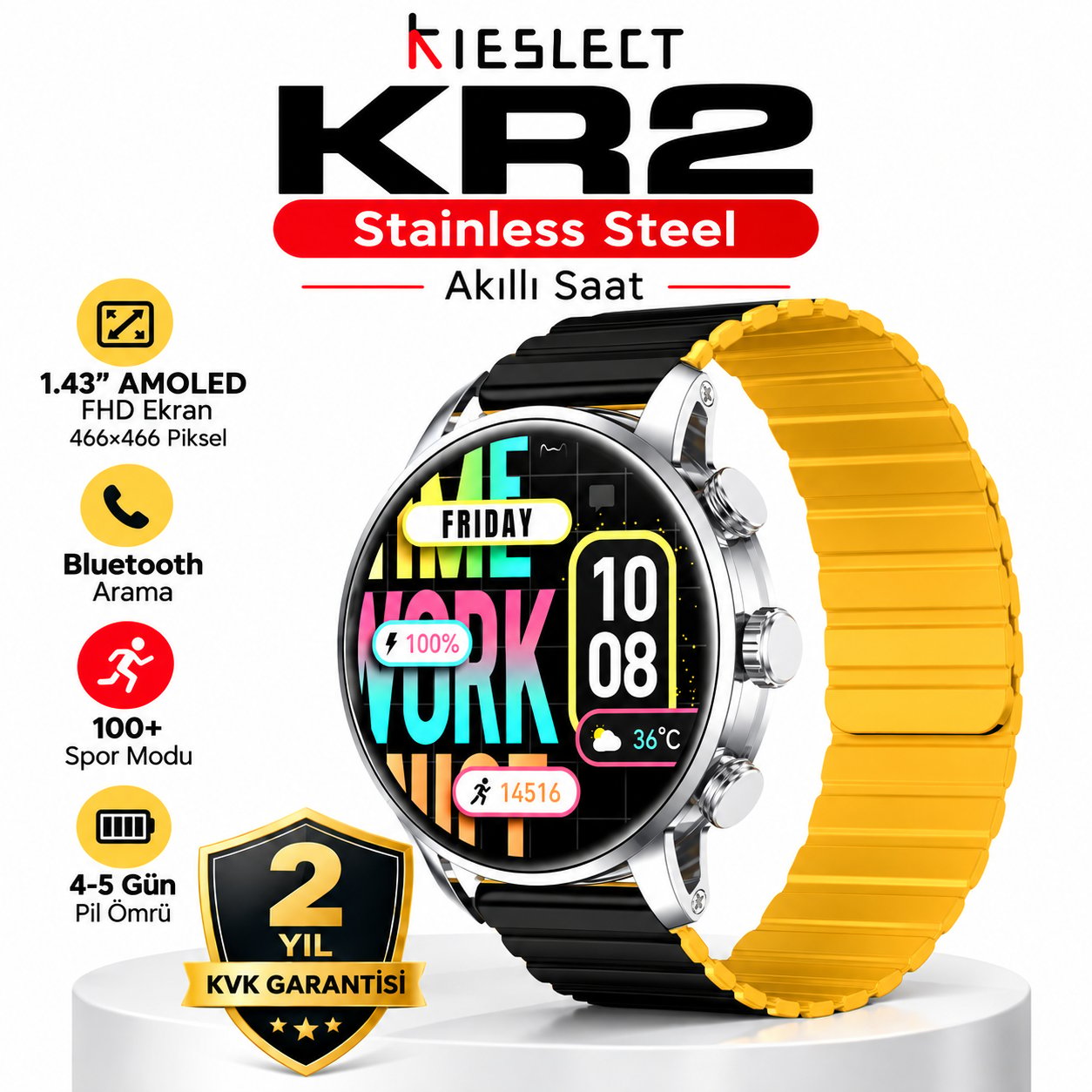 Kieslect Kr2 Stainless Steel Akıllı Saat