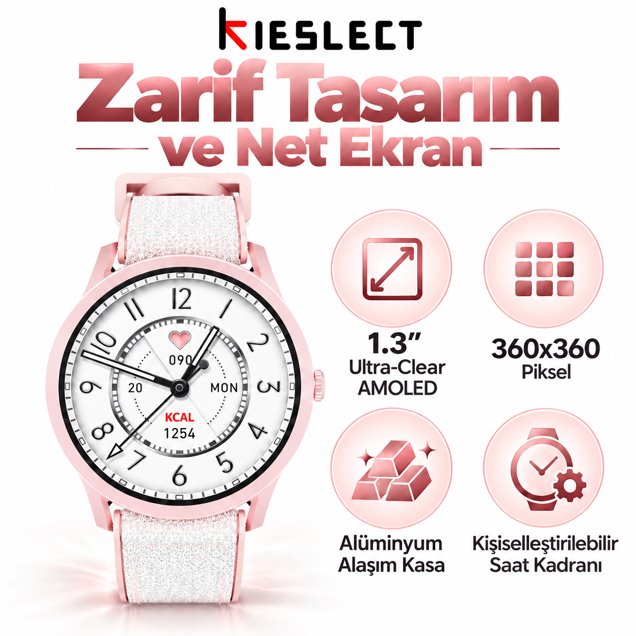Kieslect Lora Pembe Akıllı Saat