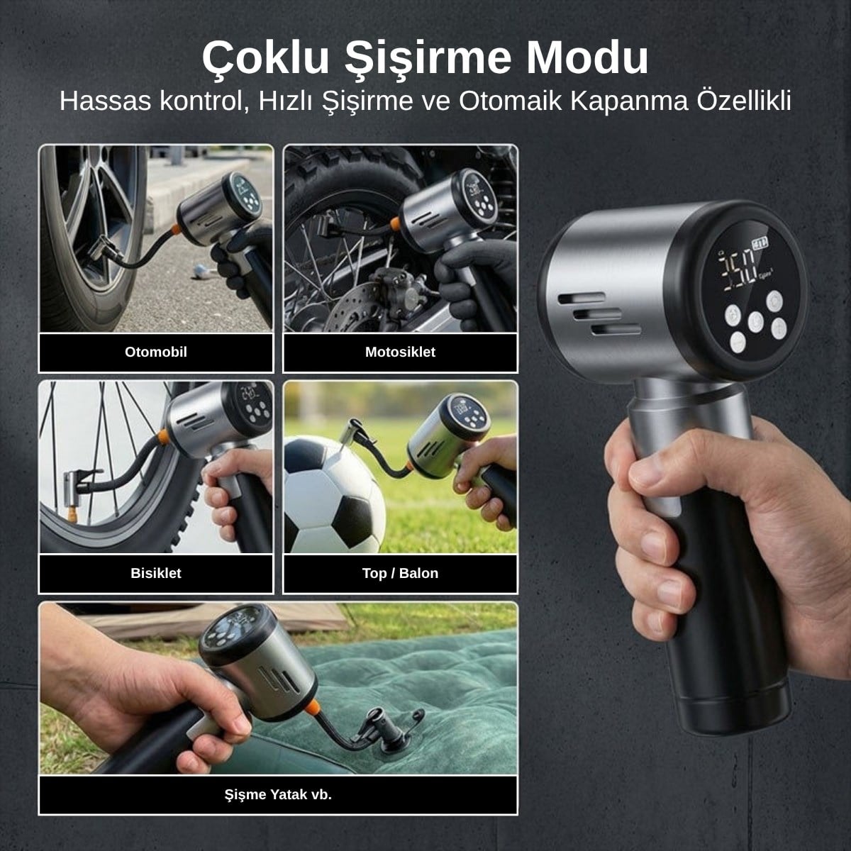 Laiser VT-130 17.000Pa 4 In 1 Pompa Özellikli Yedek Bataryalı Araç İçi süpürge 