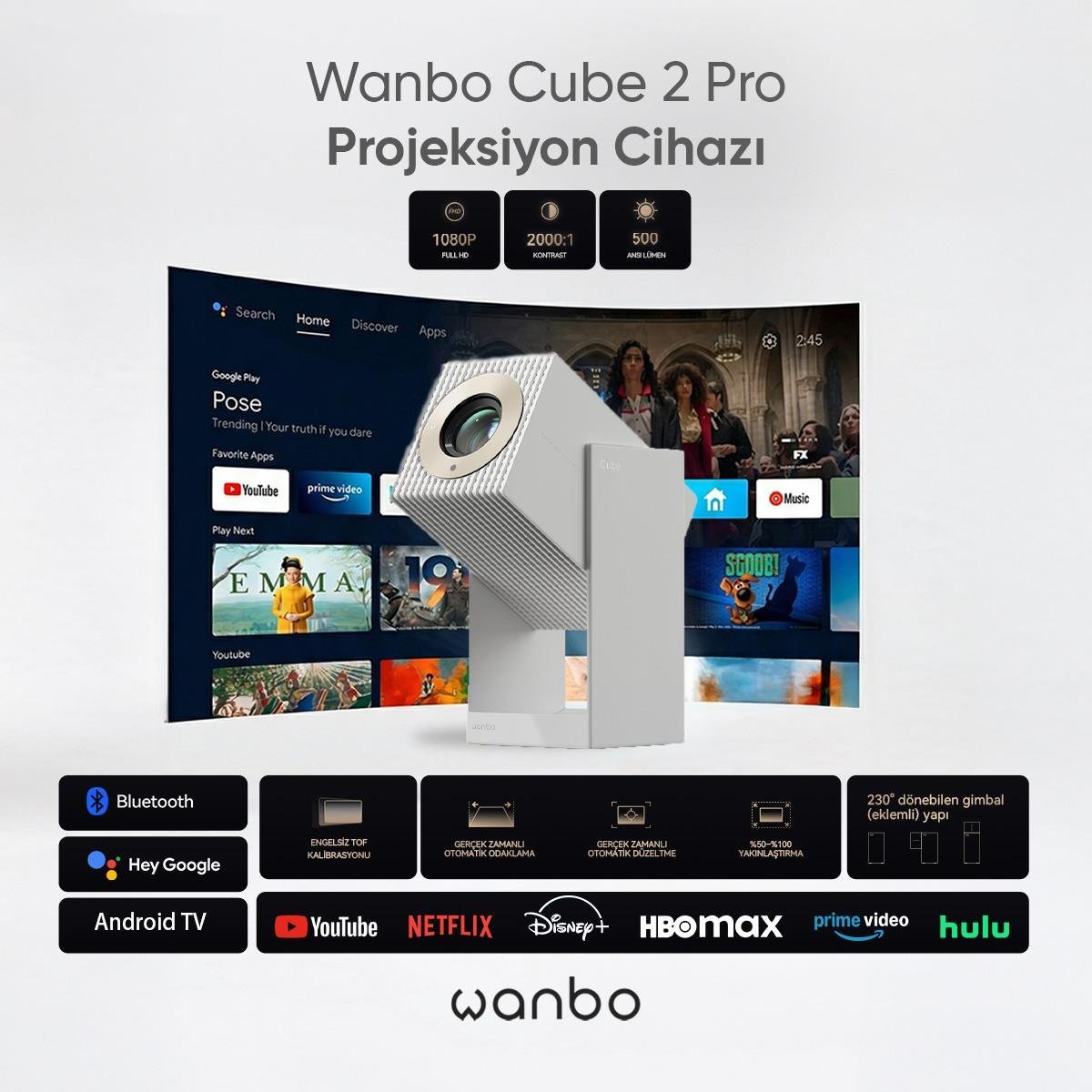 Wanbo Cube 2 Pro Projeksiyon Cihazı - Beyaz