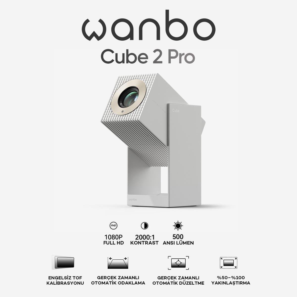 Wanbo Cube 2 Pro Projeksiyon Cihazı - Beyaz