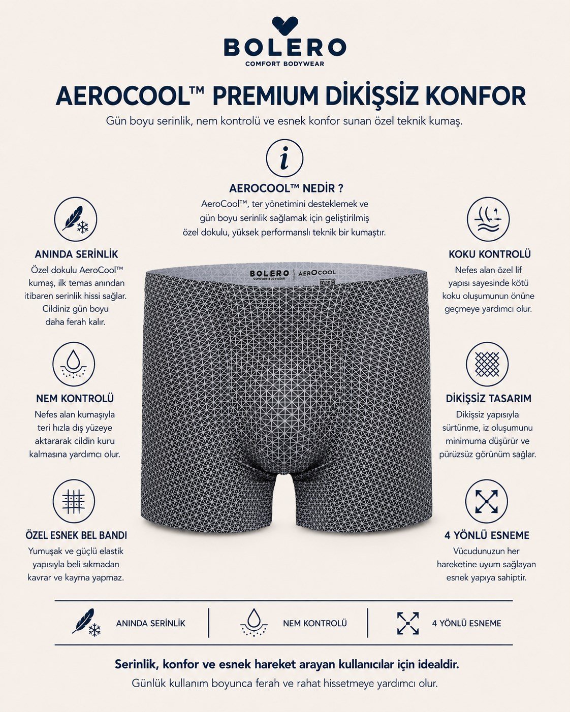 Aerocool Erkek Dikişsiz Boxer Antrasit Baskılı