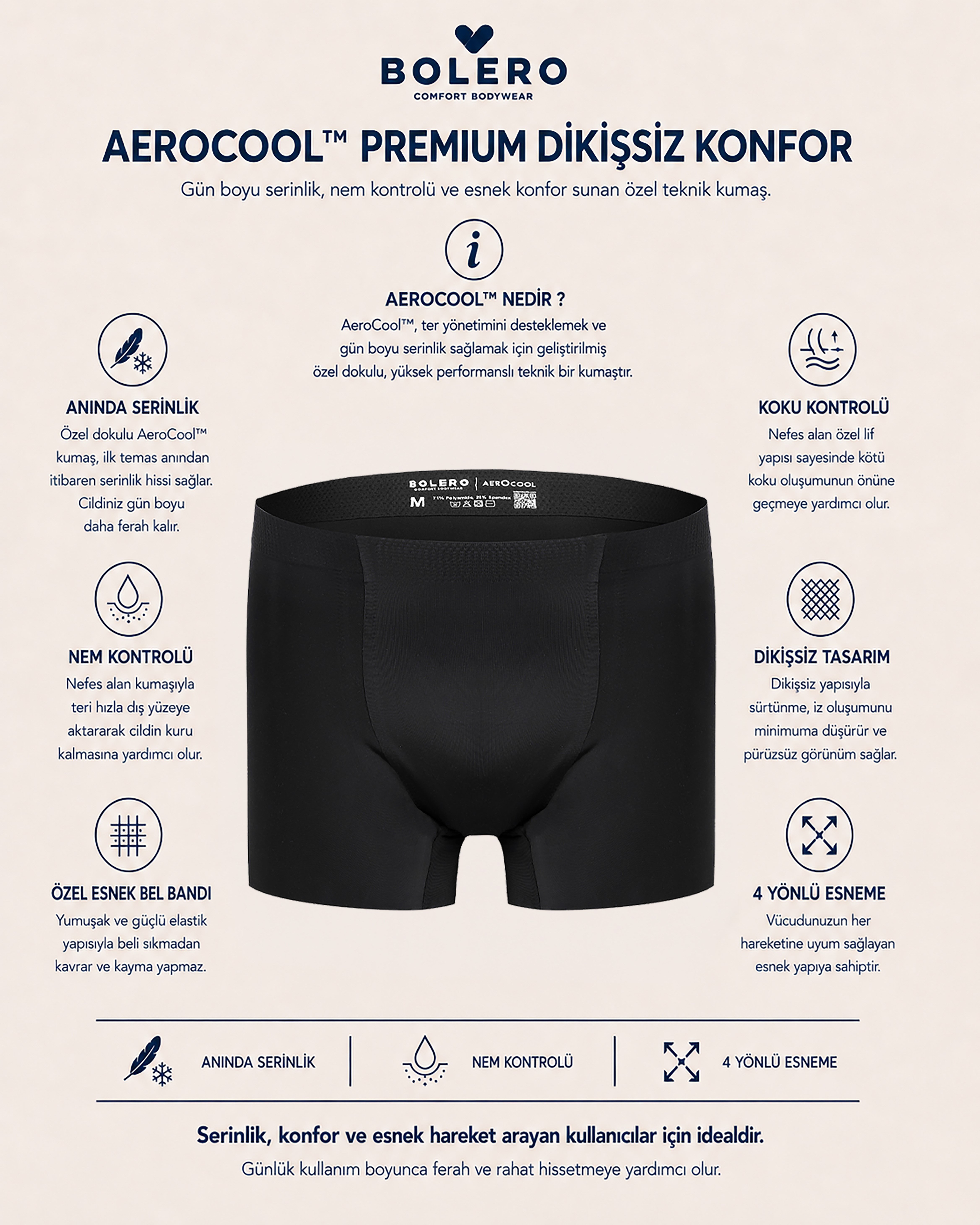 Aerocool Erkek  Dikişsiz Boxer Siyah