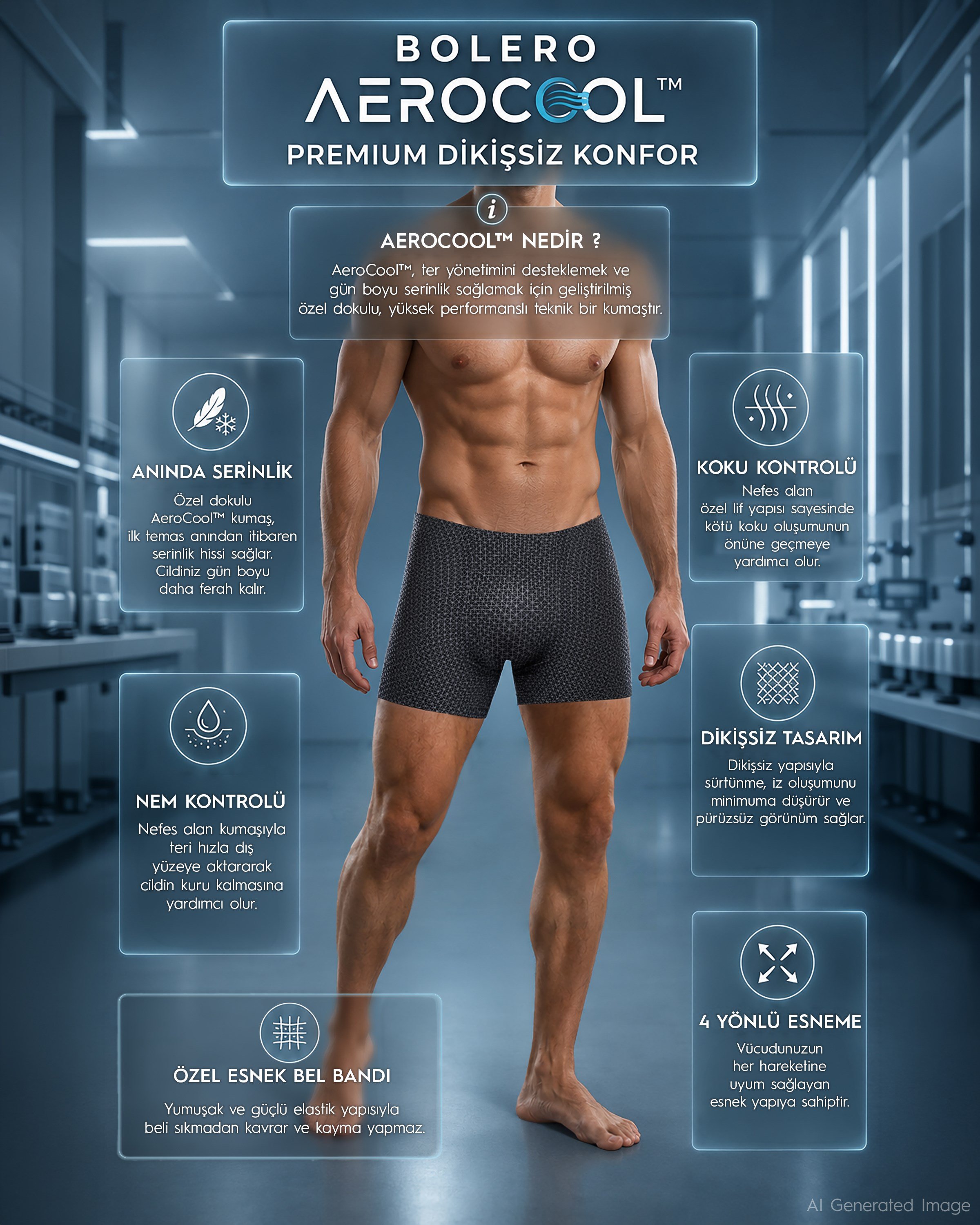 Erkek Dikişsiz Aerocool Boxer Antrasit Baskılı