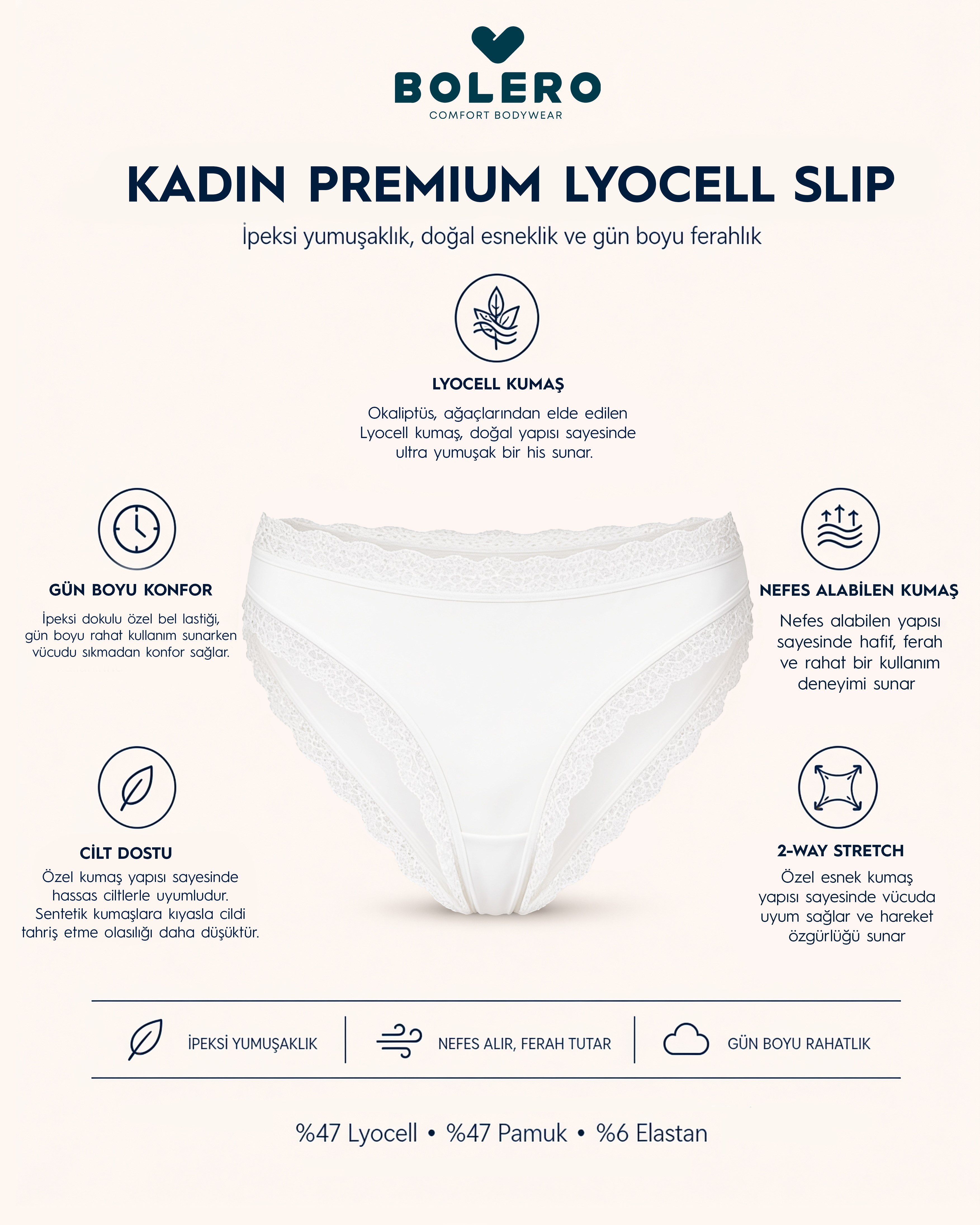 Kadın Premium Lyocell Slip Ten