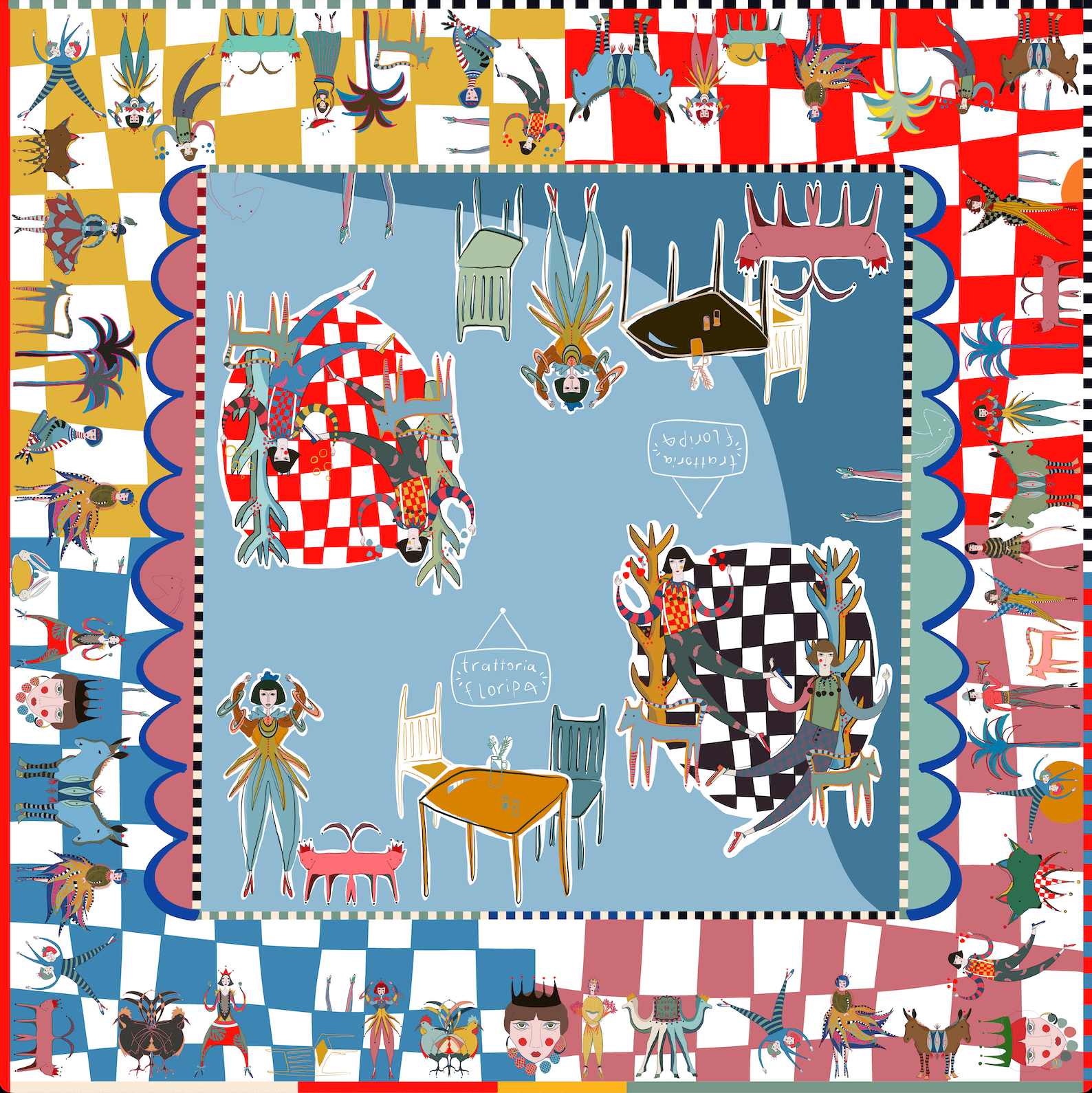 TRATTORIA FLORIPA SILK SCARF