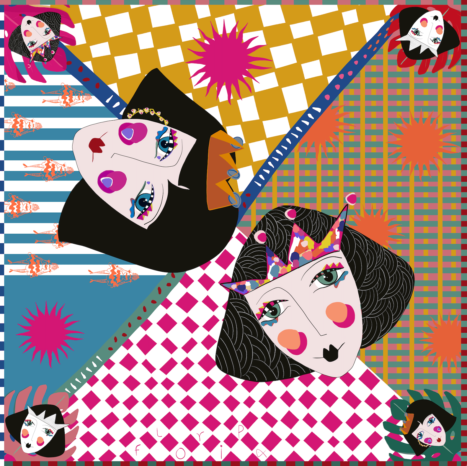 TWINS SILK SCARF