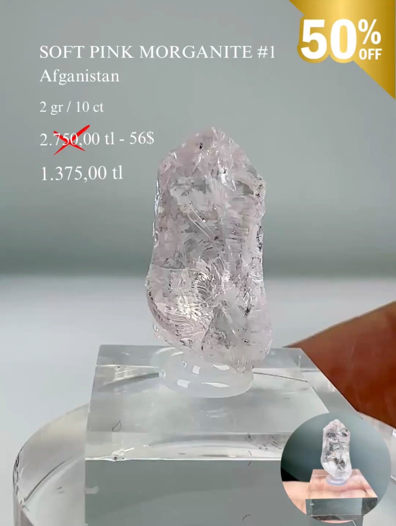 AÇIK PEMBE MORGANİT 2 GR.