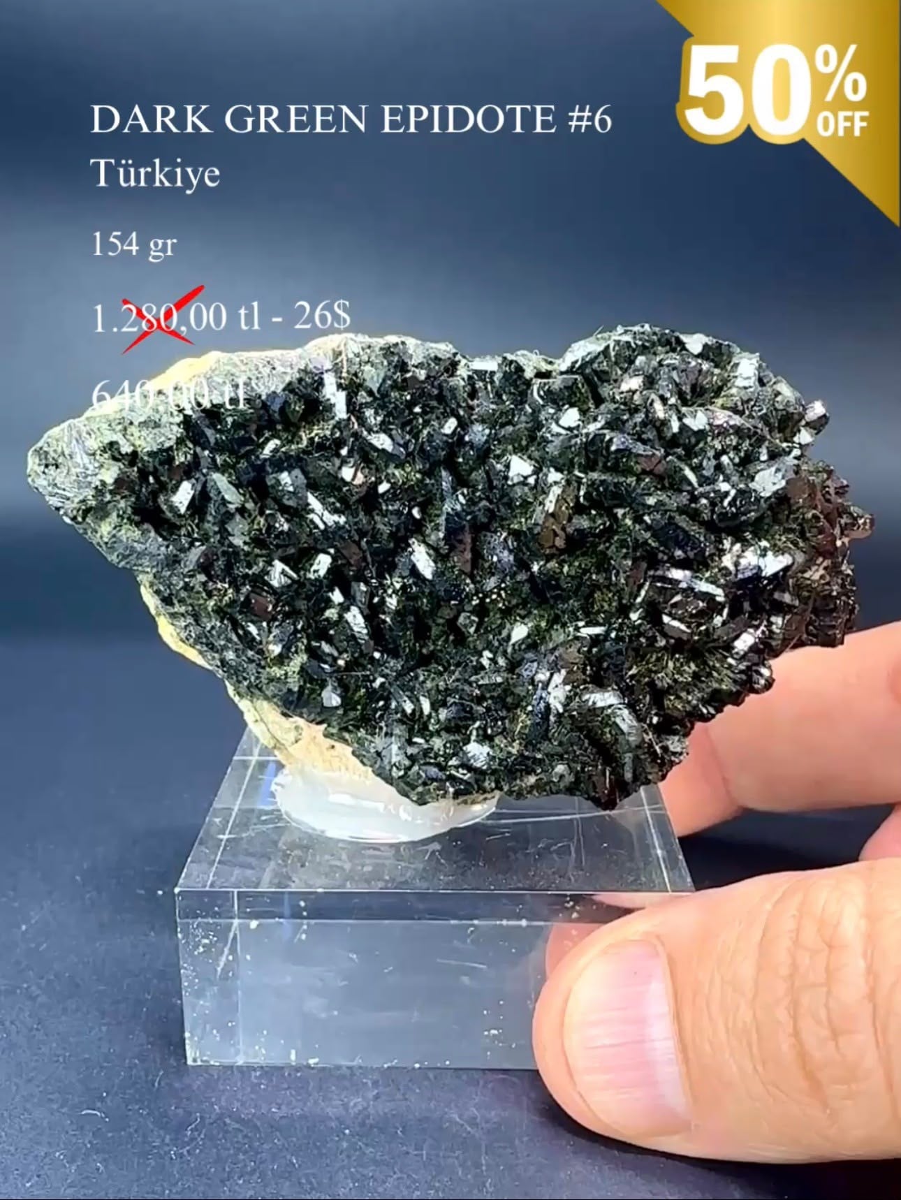 KOYU YEŞİL EPİDOT 154 GR. 