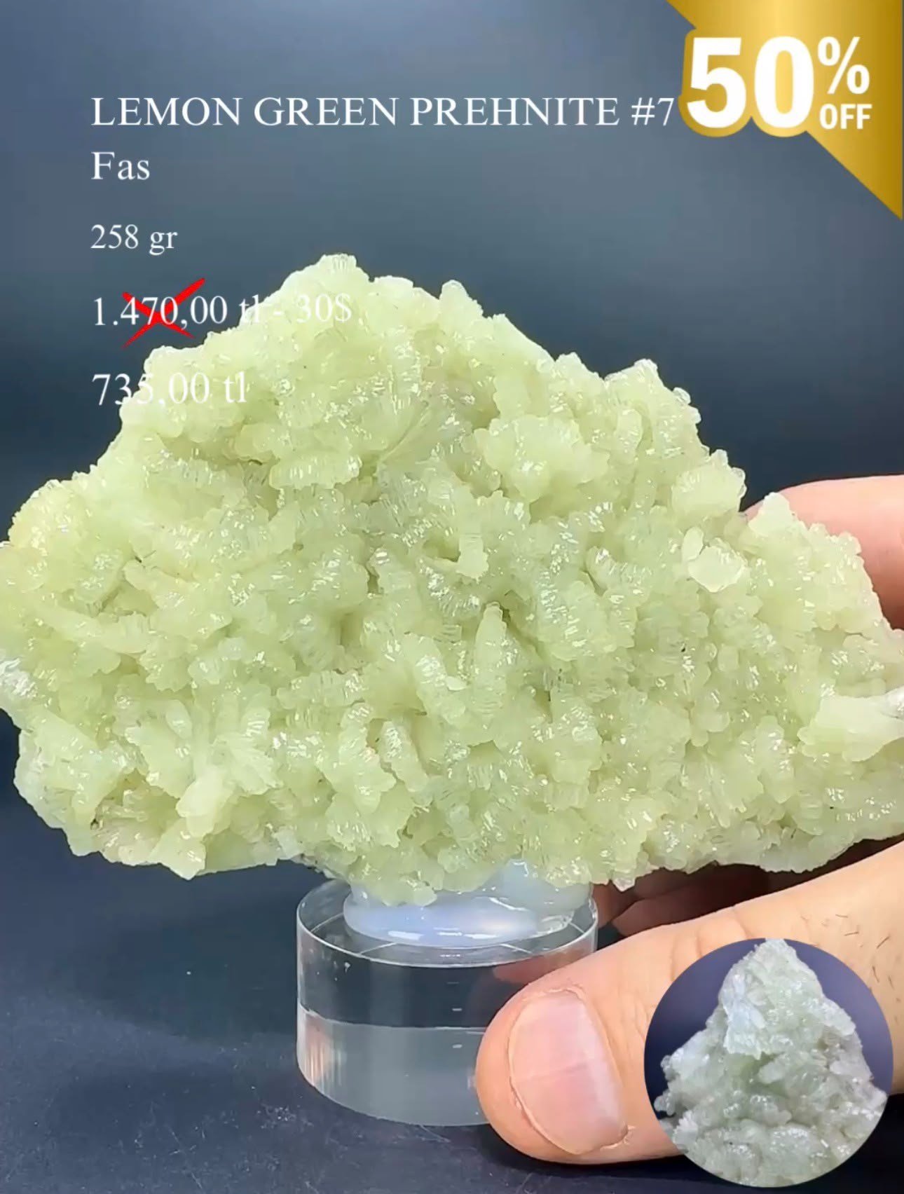 LİMON YEŞİLİ PREHNİT 258 GR.