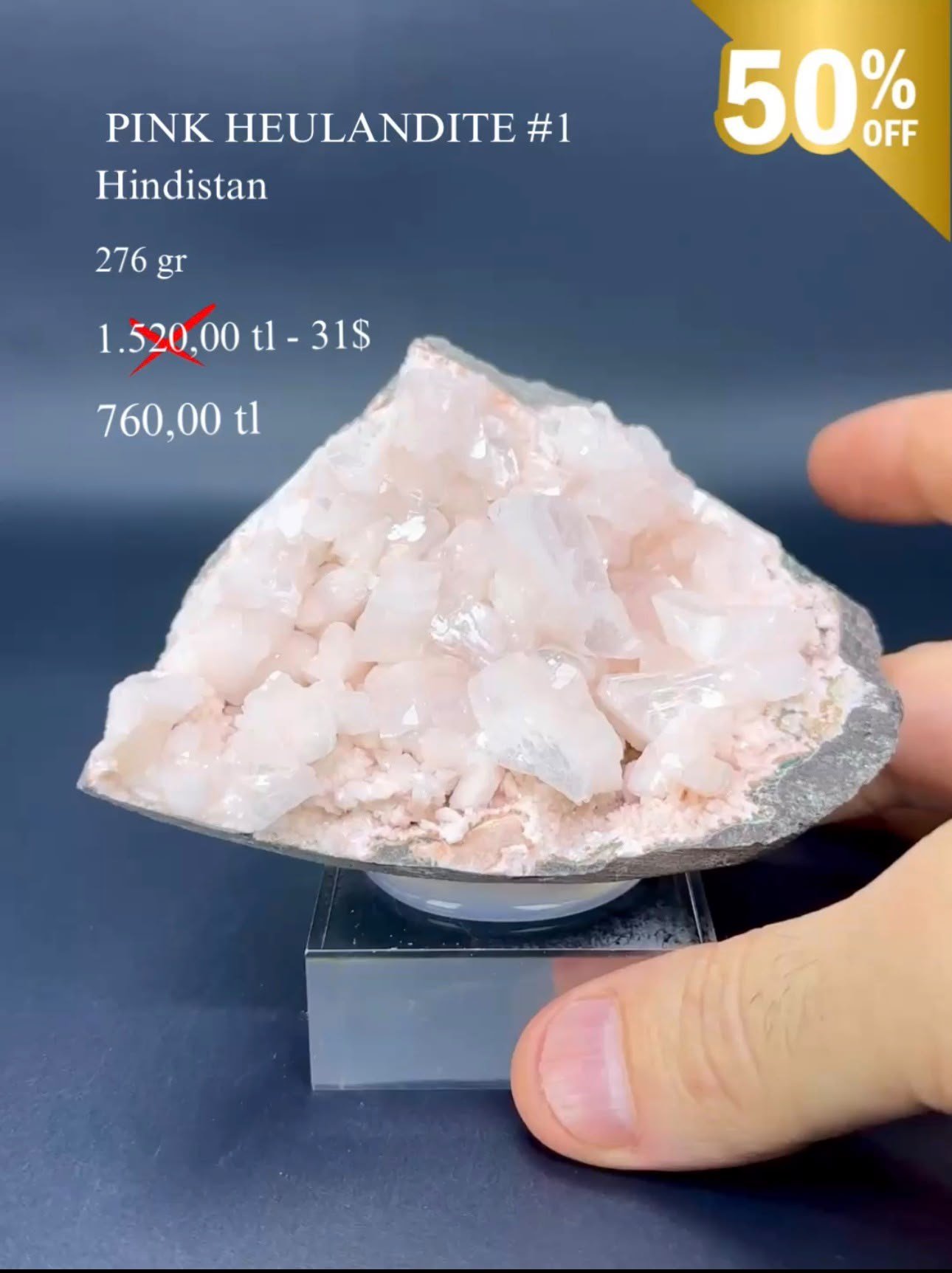 PEMBE HEULANDİT 276 GR.