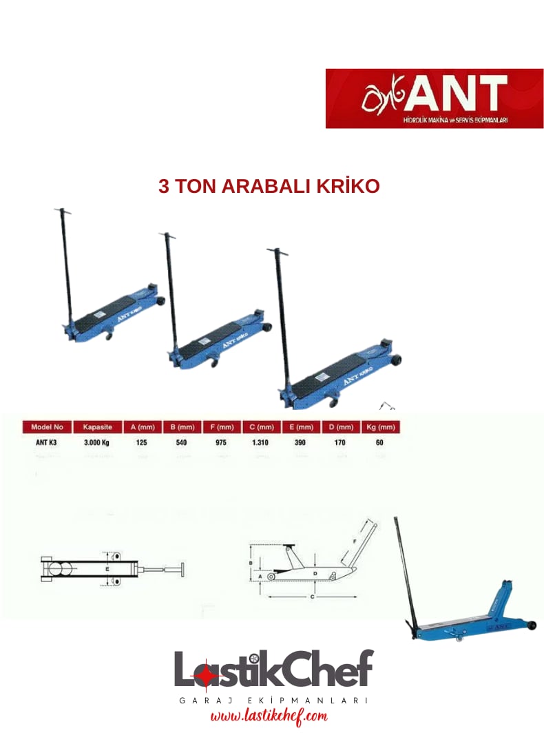 ANT 3 Ton Arabalı Kriko