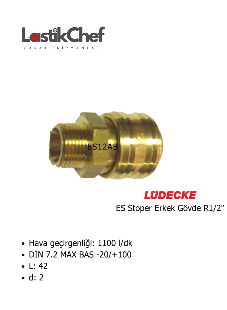 Lüdecke ES12AB ES Stoper Erkek Gövde R1/2