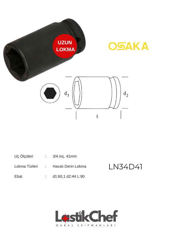 Osaka 41 mm3/4 Derin Lokma
