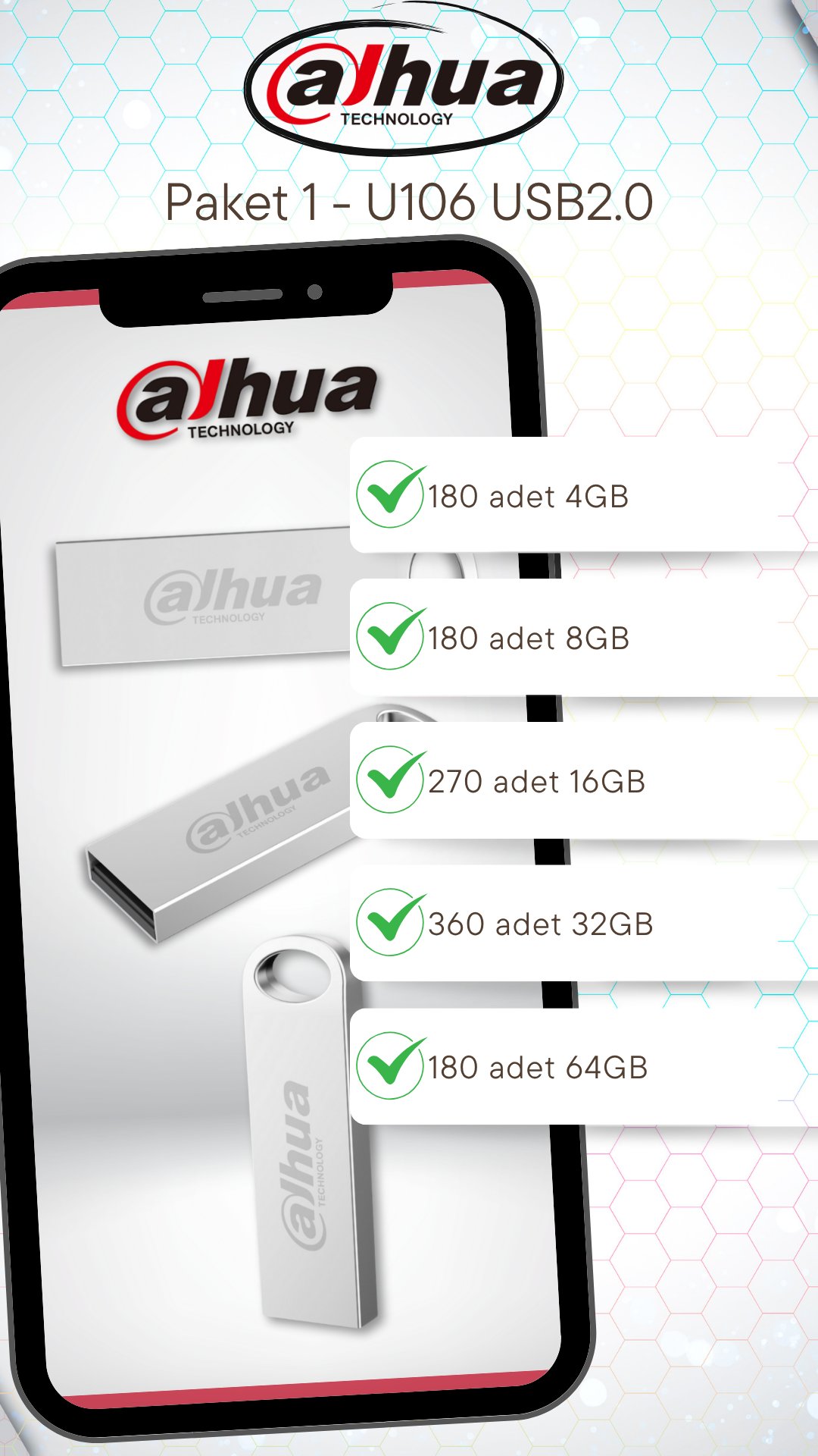 Dahua U106 Metal USB Flash Bellek Paketi - Paket 1