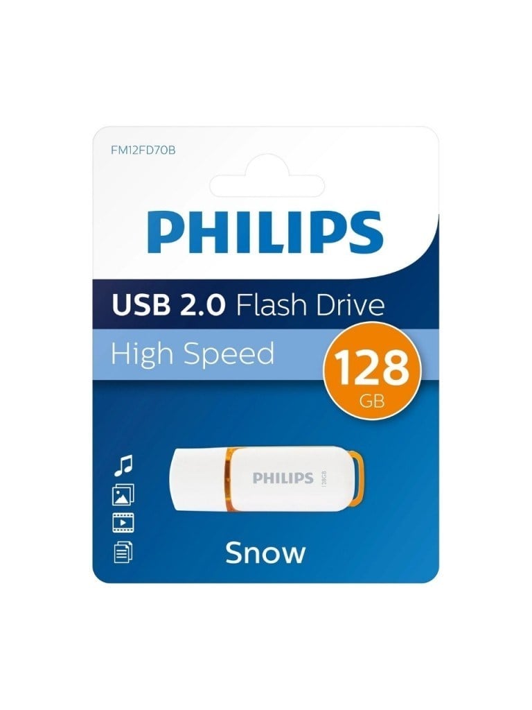 PHILIPS FM12FD70B/00 128 GB Snow USB2.0 Bellek Turuncu/Beyaz