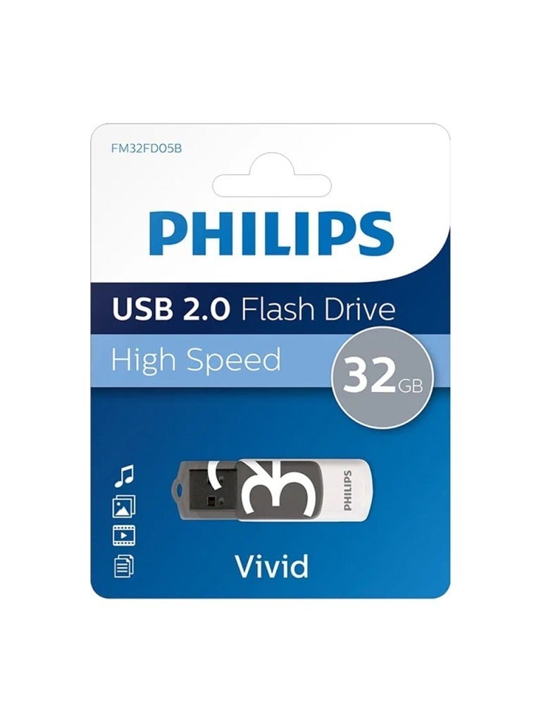 PHILIPS FM32FD05B/00 32 GB Vivid USB2.0 Bellek Gri/Beyaz