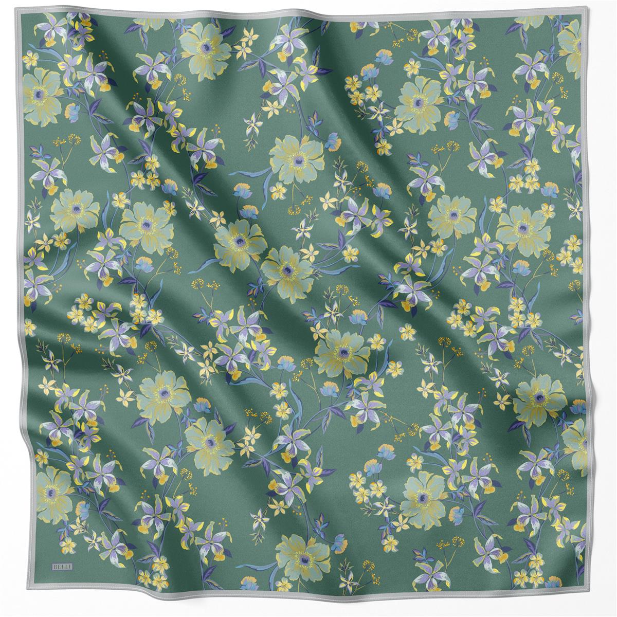 {URUNSEO_TITLE} | BELLI | BELLİ İPEK EŞARP | BELLİ ÇİÇEK DESEN İPEK EŞARP 4210D (TWILL) ZÜMRÜT - 56